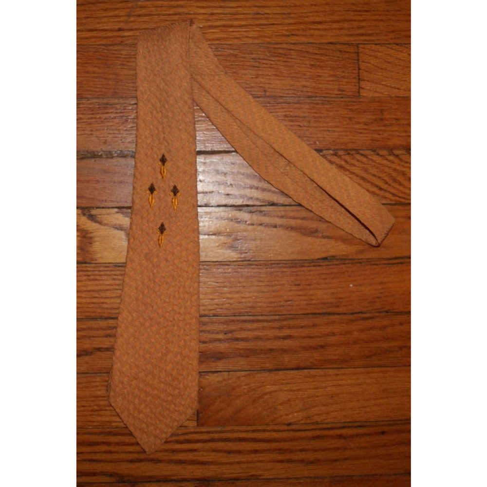 Vintage 50s 60s Orange Brown Geometric Rockabilly Swing Tie Haband Paterson, NJ